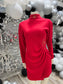 Vintage 80s Gold Studded Red Pleated Dawn Joy Mini Party Dress M