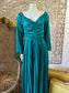 Vintage Crystal Pleat 70s Boho Core Green Maxi Dress