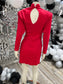 Vintage 80s Gold Studded Red Pleated Dawn Joy Mini Party Dress M