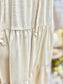 70s Tan Tiered Ruffle Boho Vintage Tie Midi Dress