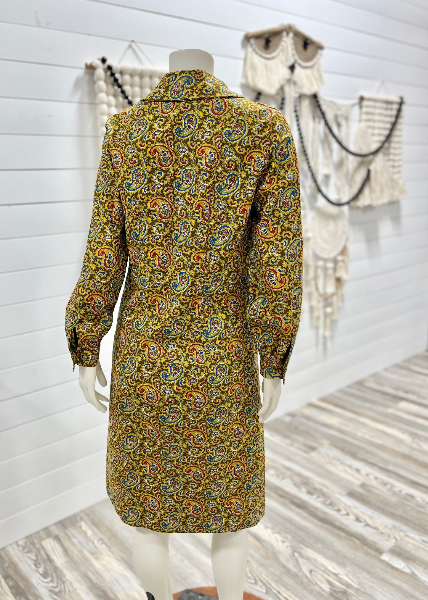 Vintage 60s Paisley Psychedelic Fall Mod Dress M