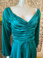 Vintage Crystal Pleat 70s Boho Core Green Maxi Dress