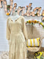 70s Tan Tiered Ruffle Boho Vintage Tie Midi Dress