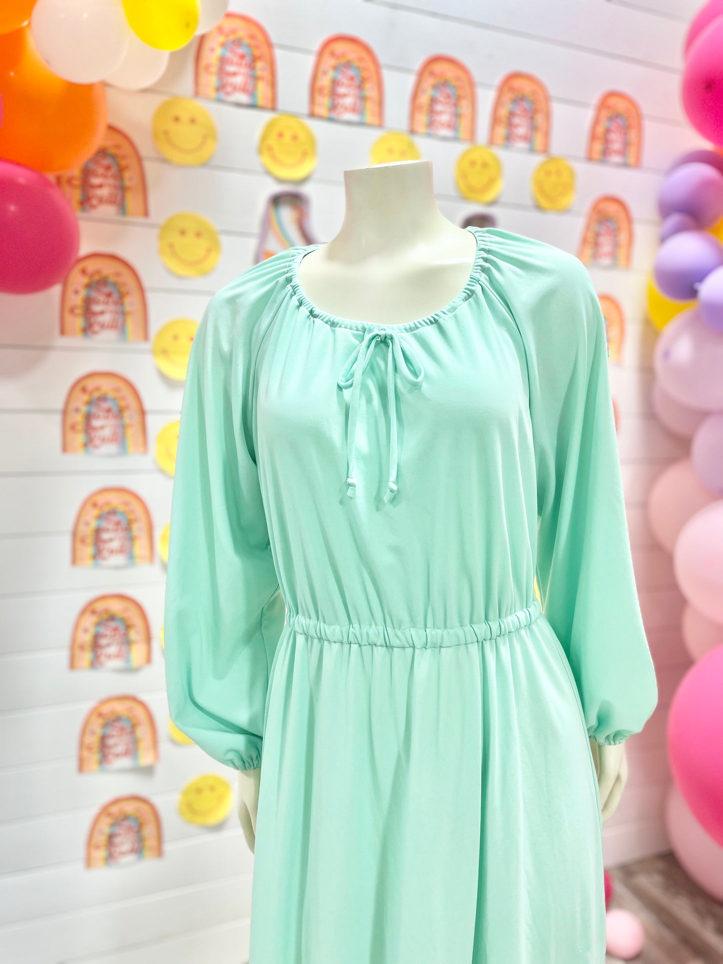 70s Tiered Ruffle Mint Green Hippie Off the Shoulder Midi dress