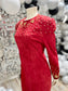 80s Studded Suede Neiman Marcus Red Party Vintage Mini Dress