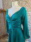 Vintage Crystal Pleat 70s Boho Core Green Maxi Dress