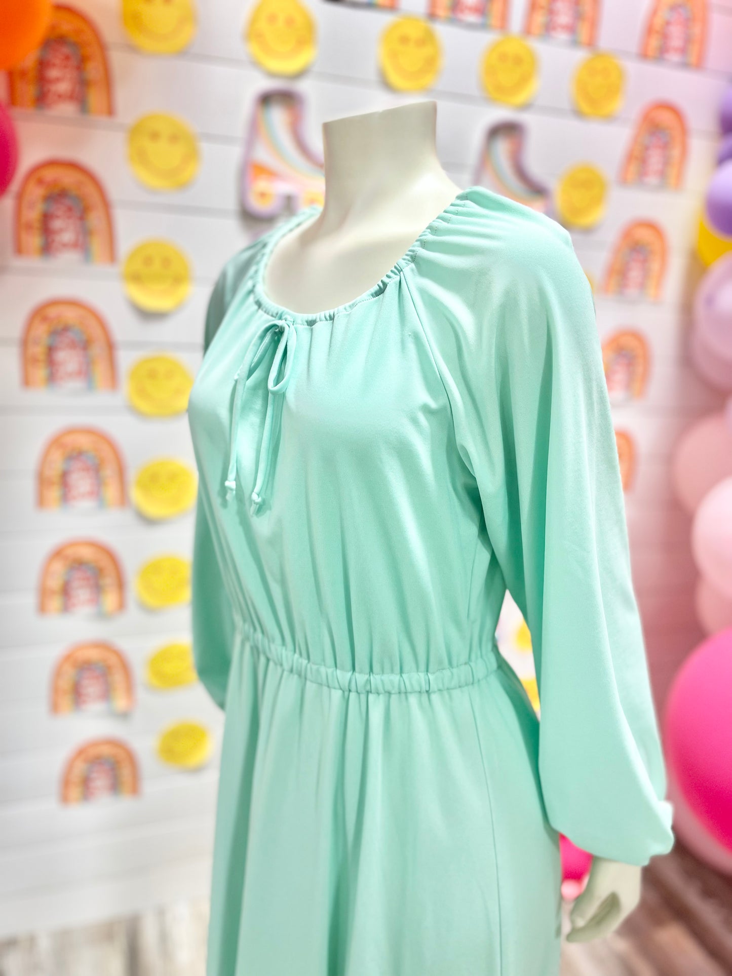 70s Tiered Ruffle Mint Green Hippie Off the Shoulder Midi dress