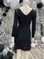 Vintage 70s Medallion Black Mini Party Cocktail Dress XS/S