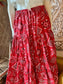 Vintage 70s Bandana Tiered Ruffle Maxi Skirt L-XL