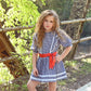 Girls 70s Plaid Cottage Core Puff Sleeve Lace Vintage Mini Dress