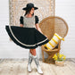 70s Lace Puff Sleeves Western Full Skirt Twirl Mini Dress XS