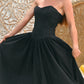 80s Smocked Black Sweetheart Full Skirt Vintage Sun Dress M