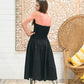 80s Smocked Black Sweetheart Full Skirt Vintage Sun Dress M