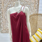 Vintage 70s Roberta Maroon Slinky Evening Maxi Dress S