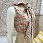 Vintage 70s Plaid Ascot Bow Tie Neck Earth Tone Mini Dress XXS