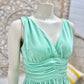 Vintage 70s Mint Green Ruched Cummerbund Dress Palazzo Jumpsuit S