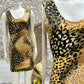 90s Leopard Body Con Animal Print Jungle Cat Vintage Mini Dress M