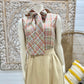 Vintage 70s Plaid Ascot Bow Tie Neck Earth Tone Mini Dress XXS