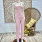 Vintage 70s Fredericks of Hollywood Lace Pink Halter Romper Jumpsuit XS/S