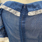 Vintage 50s Full Skirt Navy Blue Micro Polka Dot Sheer Dress XS