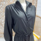 70s Vintage Slinky Disco Bell Bottom Drawstring Black Jumpsuit L