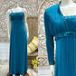 Vintage 70s Crystal Pleated Crochet Trim Empire Dress and Jacket XS