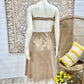 Vintage 70s Embroidered Neutral Khaki Dandelion Summer Sun Dress S