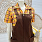 Vintage 70s Plaid Waitress Maid Uniform Mini Jumper Top Shirt M