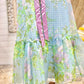 Vintage 60s Cotton Blue Gingham Cottage Core Floral Maxi Dress S