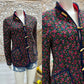 Quilted Tiny Floral Button Up Granny Puffy Vintage 70s Jacket L