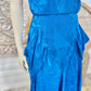 80s does 40s Vintage Blue Pleated Pocket Midi Dress XS/S