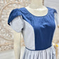 Vintage 1950s Blue Two Tone Color Block Tulip Sleeve Ruffled Swing Dress S