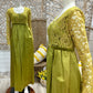 60s Mod Chartreuse Green Lace Elegant Evening Maxi Dress S