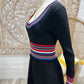 70s Vintage Giamo Striped Knit Body Con Maxi Dress S/M/L