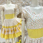 Vintage 1950s Mini Floral Cummerbund Gingham Full Skirt Dress XS