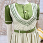 Vintage 50s Style Embroidered Two Tone Green Belted Jumper Girls Dress