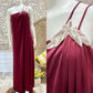 Vintage 70s Roberta Maroon Slinky Evening Maxi Dress S