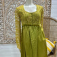 60s Mod Chartreuse Green Lace Elegant Evening Maxi Dress S