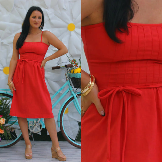 Vintage Malia 70s Cute Coral Summer Sundress XS