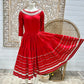 Vintage 40s Patio Red Full Skirt Silver Metallic Trim Pantaloon Southwest Rare Dress