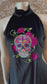 Day of the Dead Embroidered Skull 70s Black Halter Mini Dress