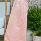 Vintage 60s Gold Pink Lurex Daisy Brocade Evening Gown M