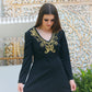 60s Gold Metallic Black Embroidered Vintage Maxi Dress L/XL