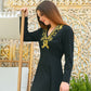 60s Gold Metallic Black Embroidered Vintage Maxi Dress L/XL