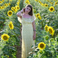 Vintage 60s Floral Hippie Ruffled Lace  Empire Maxi Dress S