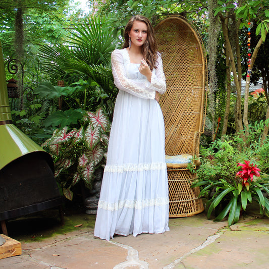 Vintage Powder Blue Dreamy Magical Gunne Sax Maxi Dress M