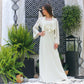 Vintage 70s Ruffle Lettuce Edge Slinky Ivory Maxi Dress and Jacket XS/S