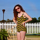 Vintage 60s Mod Barbie Stripe Bathing Swim Suit XS