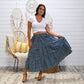 Vintage 70s Tiered Ruffle Calico Ankle Length Maxi Skirt XS-XL