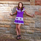 Vintage 70s Purple Embroidered Pin Tuck Lace Mexican Mini Dress XS/S